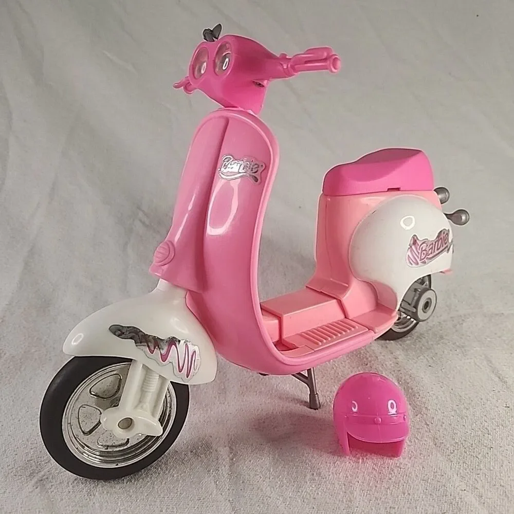 Vehicle Barbie Mattel 1997 Bright Pink Vespa Scooter & Helmet Missing Mirror Vtg